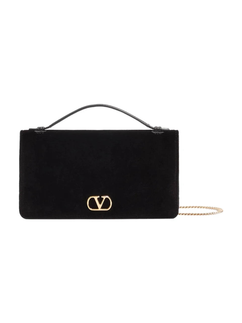 Valentino Women's VLogo Signature Chain Wallet in Velvet - Black