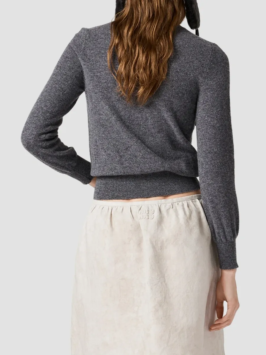 Miu Miu Women's V-Neck Wool Cardigan | Thumbnail 4