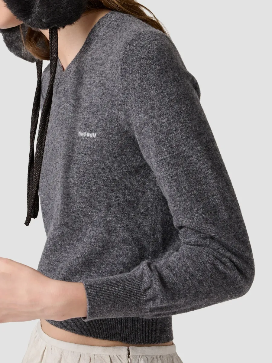 Miu Miu Women's V-Neck Wool Cardigan | Thumbnail 5