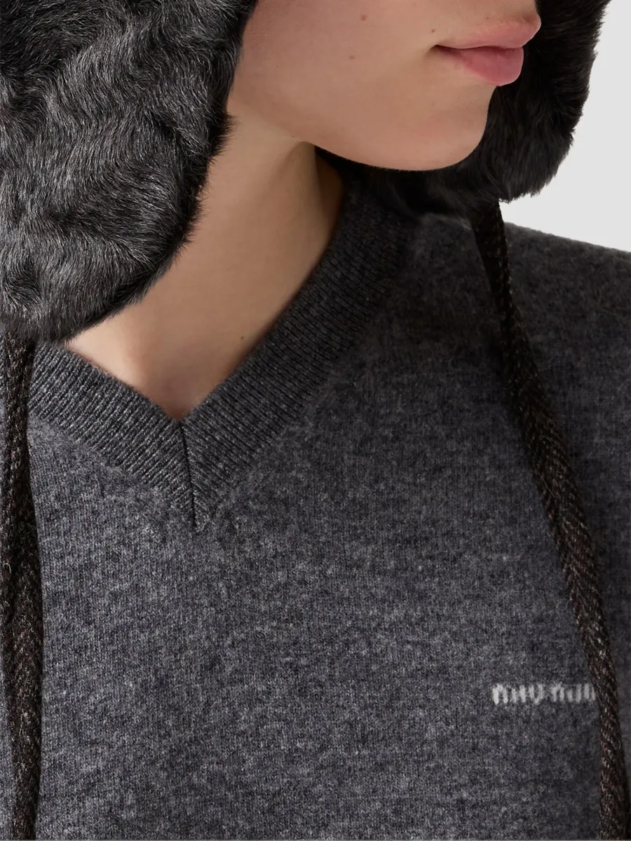 Miu Miu Women's V-Neck Wool Cardigan | Thumbnail 6