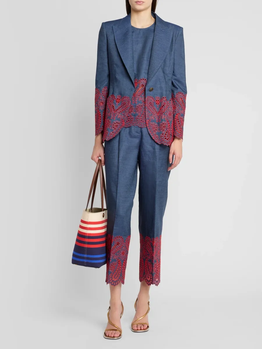 Etro Women's Embroidered Cotton-Blend Blazer | Thumbnail 2