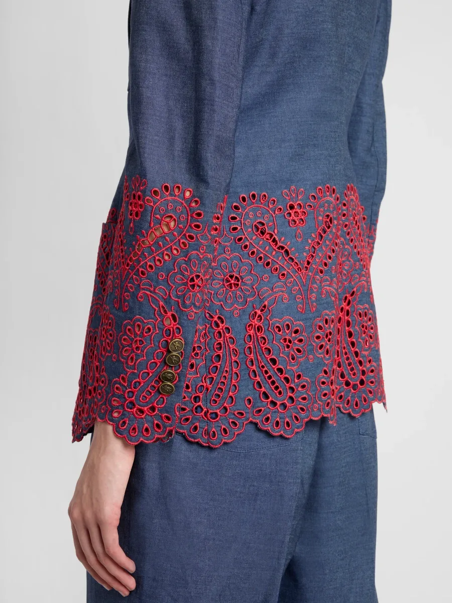 Etro Women's Embroidered Cotton-Blend Blazer | Thumbnail 5