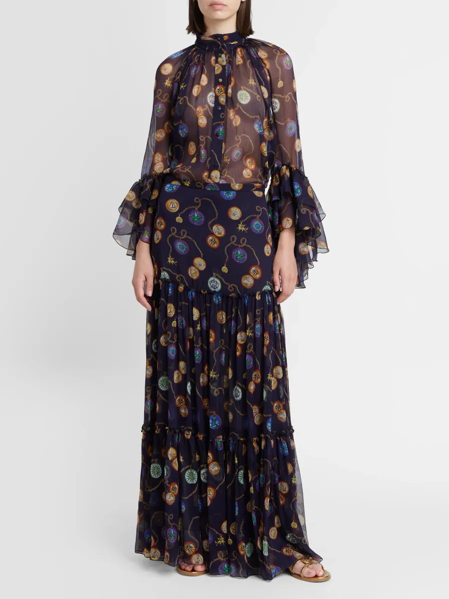 Etro Women's Silk Light Crepon Sheer Blouse | Thumbnail 2 Etro Women's Silk Light Crepon Sheer Blouse | Thumbnail 2