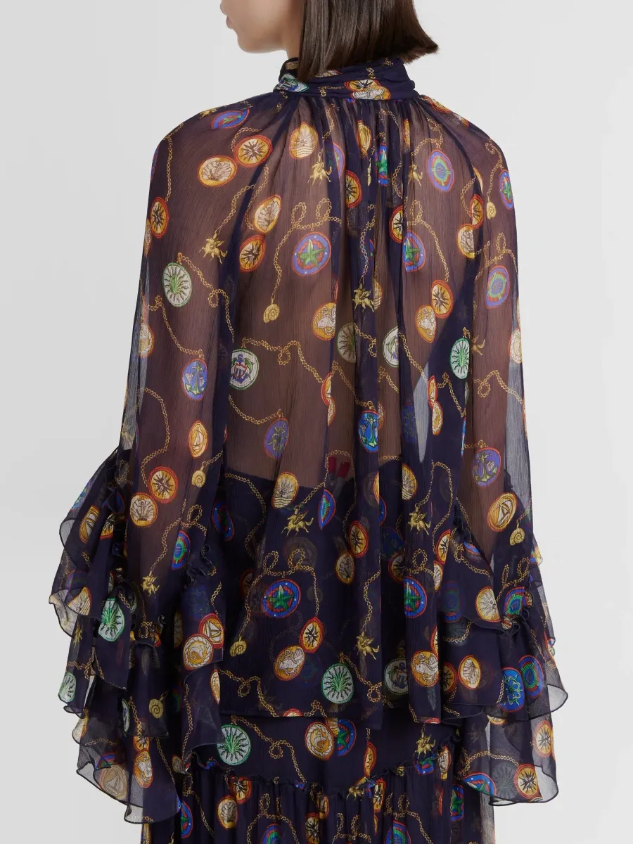 Etro Women's Silk Light Crepon Sheer Blouse | Thumbnail 3 Etro Women's Silk Light Crepon Sheer Blouse | Thumbnail 3