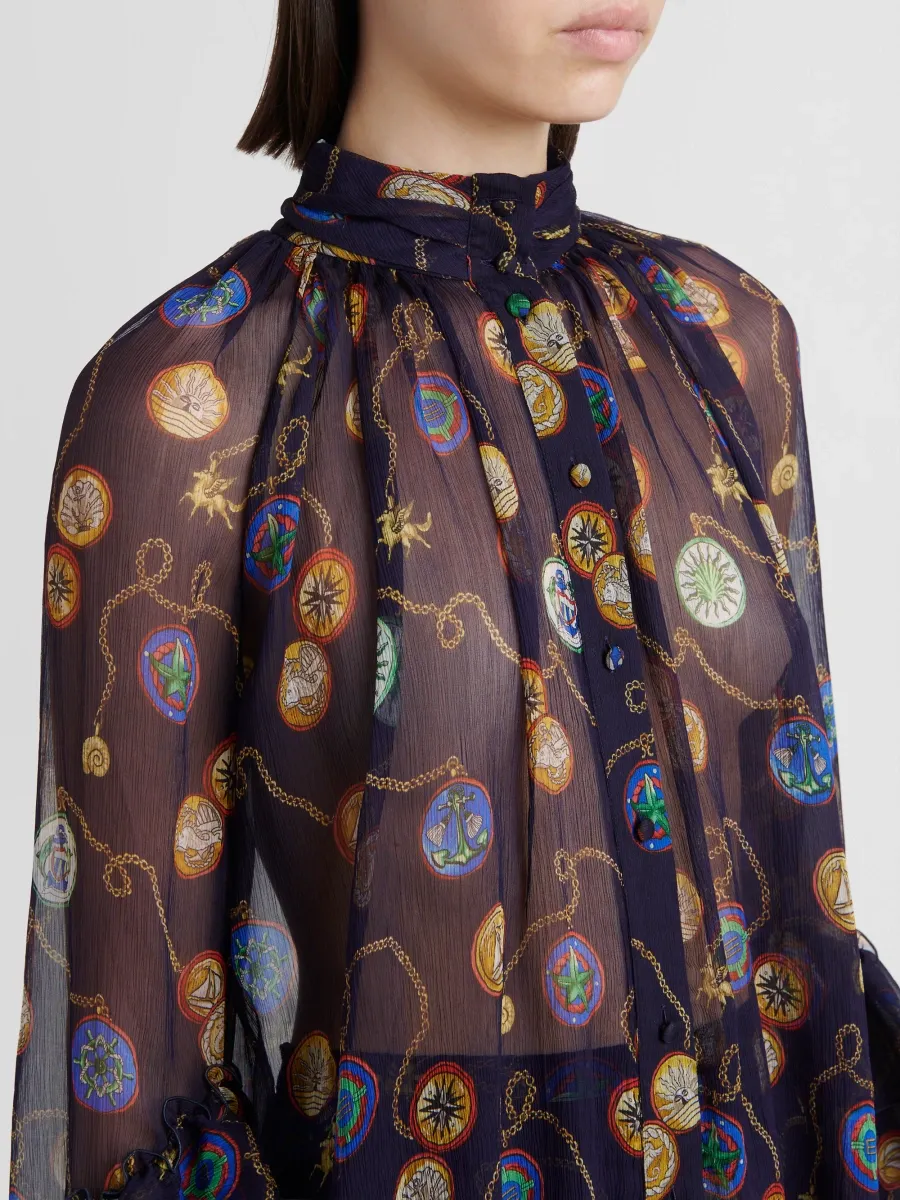Etro Women's Silk Light Crepon Sheer Blouse | Thumbnail 5 Etro Women's Silk Light Crepon Sheer Blouse | Thumbnail 5
