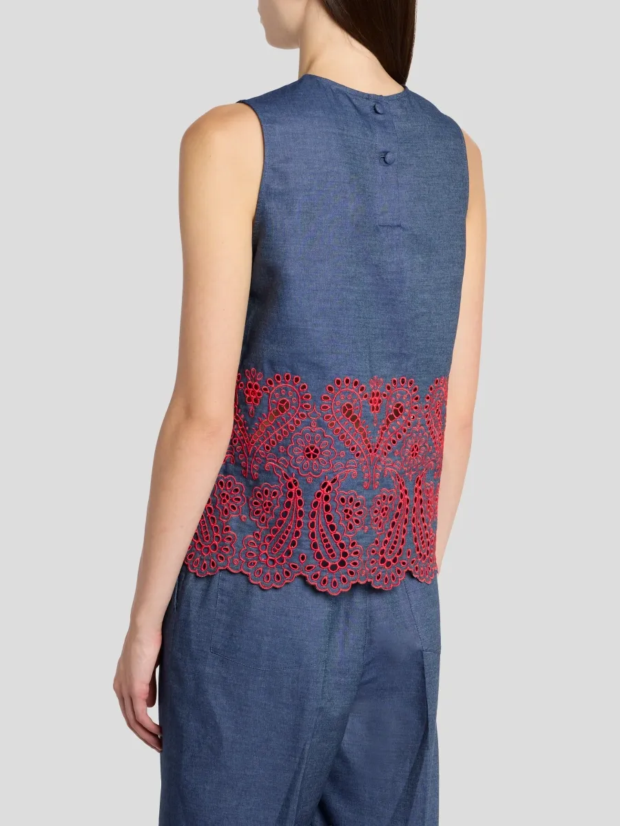 Etro Women's Embroidered Cotton Shift Top | Thumbnail 3