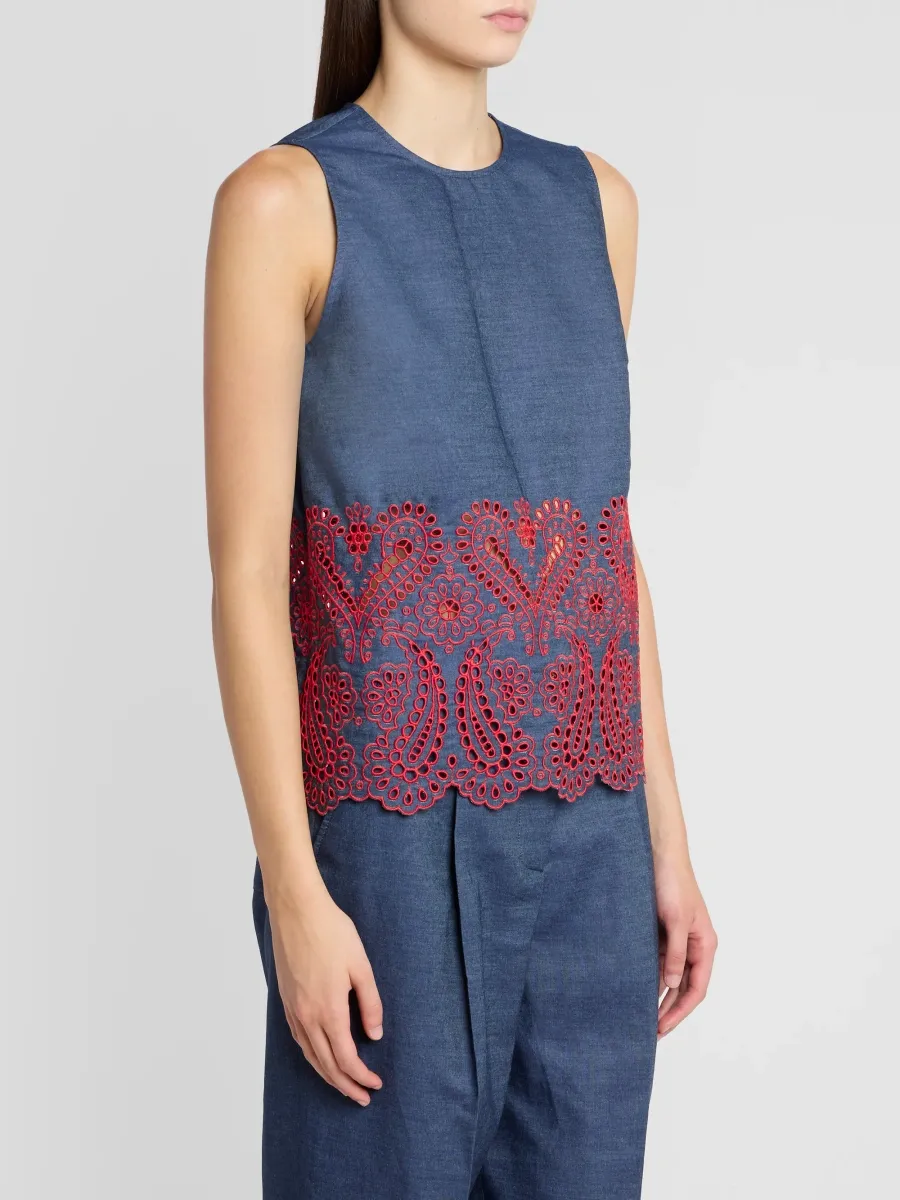 Etro Women's Embroidered Cotton Shift Top | Thumbnail 4