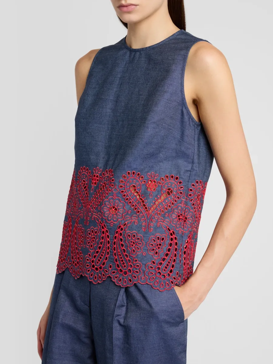 Etro Women's Embroidered Cotton Shift Top | Thumbnail 5