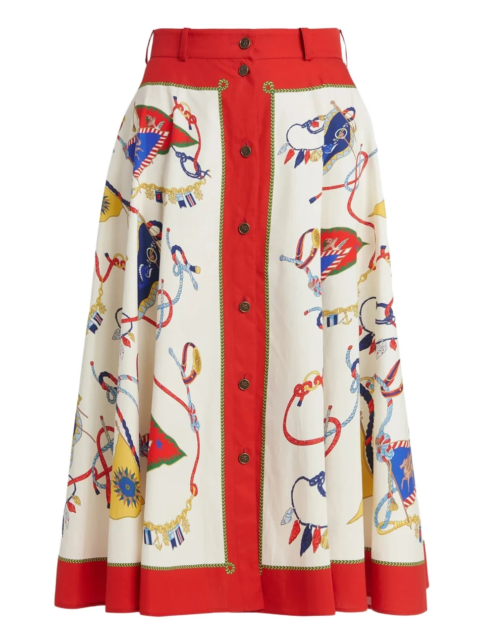 Etro Women's Status Print Cotton Poplin Midi Skirt