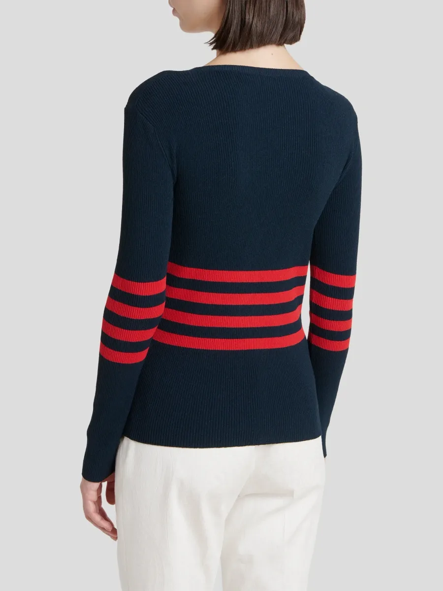 Etro Women's Striped Jacquard V-Neck Cardigan | Thumbnail 3 Etro Women's Striped Jacquard V-Neck Cardigan | Thumbnail 3