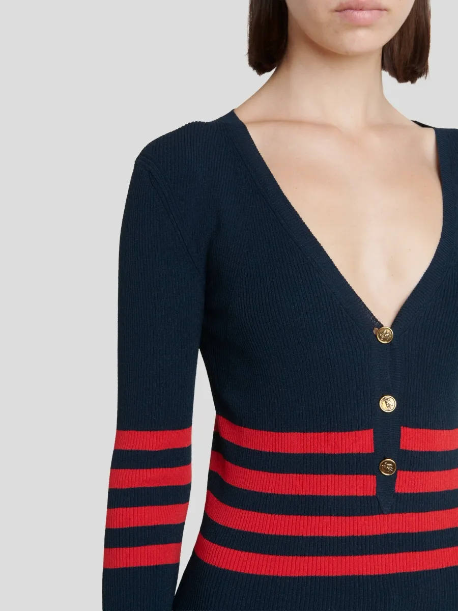 Etro Women's Striped Jacquard V-Neck Cardigan | Thumbnail 5 Etro Women's Striped Jacquard V-Neck Cardigan | Thumbnail 5