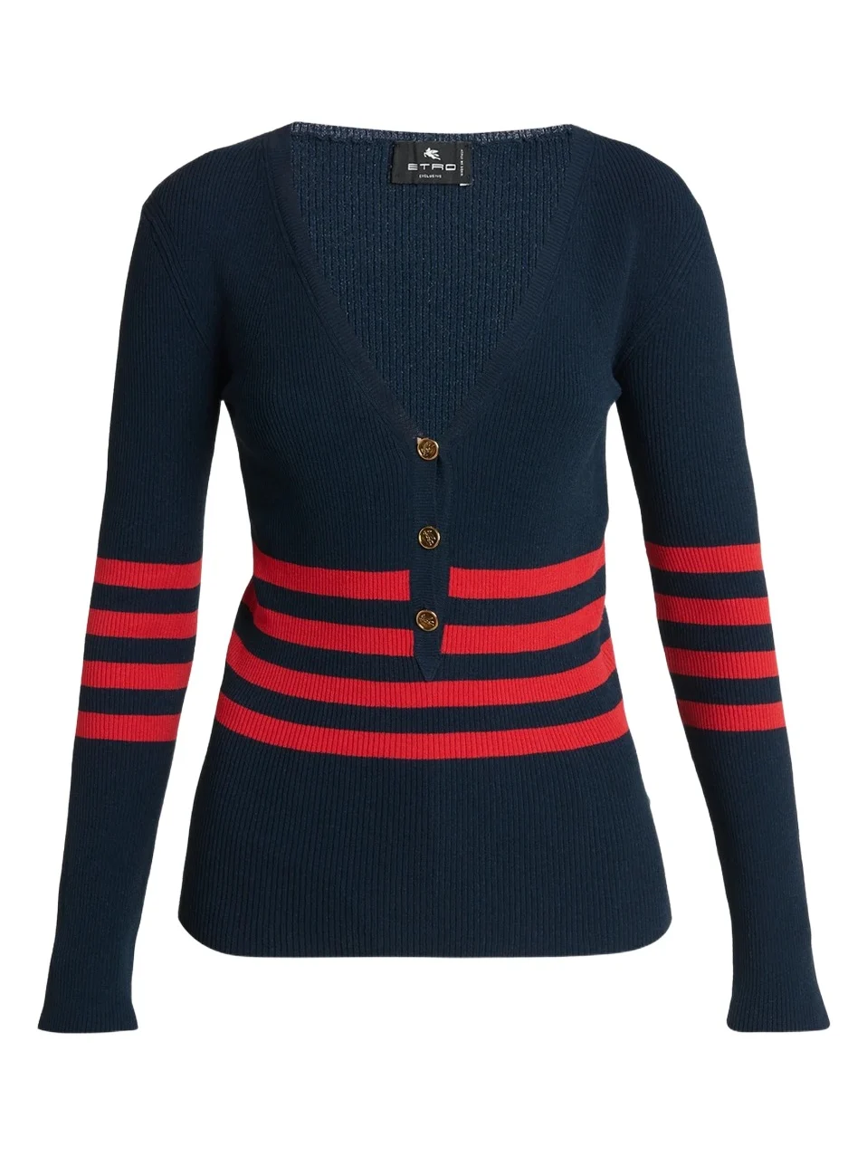 Women's Striped Jacquard V-Neck Cardigan