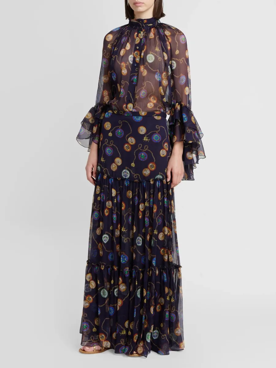 Etro Women's Status Printed Silk Crepe Tiered Maxi Skirt | Thumbnail 2 Etro Women's Status Printed Silk Crepe Tiered Maxi Skirt | Thumbnail 2