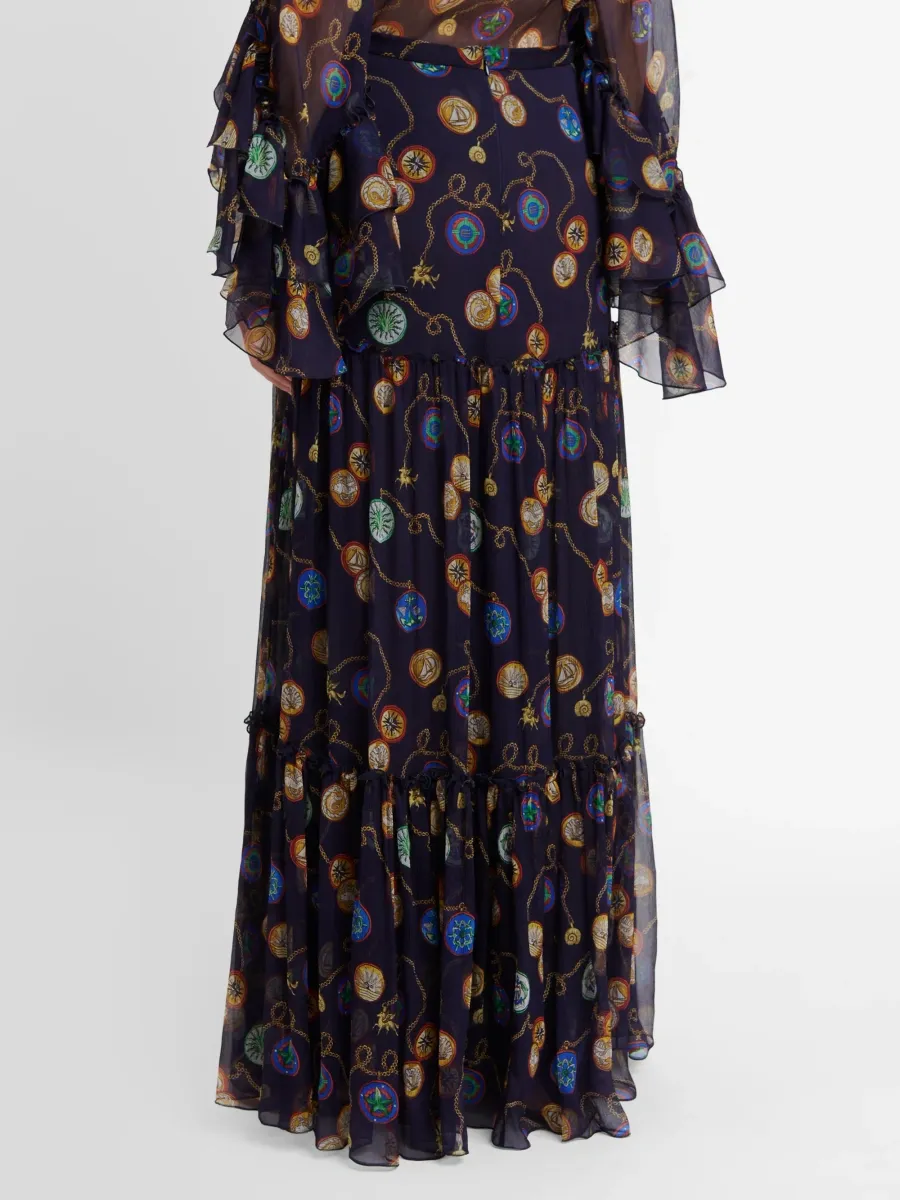 Etro Women's Status Printed Silk Crepe Tiered Maxi Skirt | Thumbnail 3 Etro Women's Status Printed Silk Crepe Tiered Maxi Skirt | Thumbnail 3