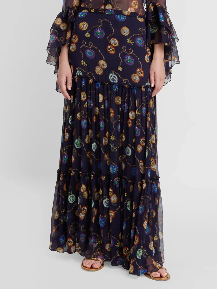 Etro Women's Status Printed Silk Crepe Tiered Maxi Skirt | Thumbnail 4 Etro Women's Status Printed Silk Crepe Tiered Maxi Skirt | Thumbnail 4
