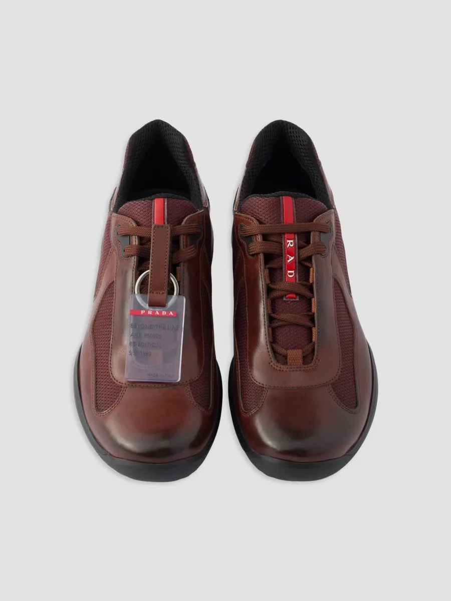 Prada Men's America's Cup Original Sneakers in Brushed Leather - Light Brown | Thumbnail 2 Prada Men's America's Cup Original Sneakers in Brushed Leather - Light Brown | Thumbnail 2