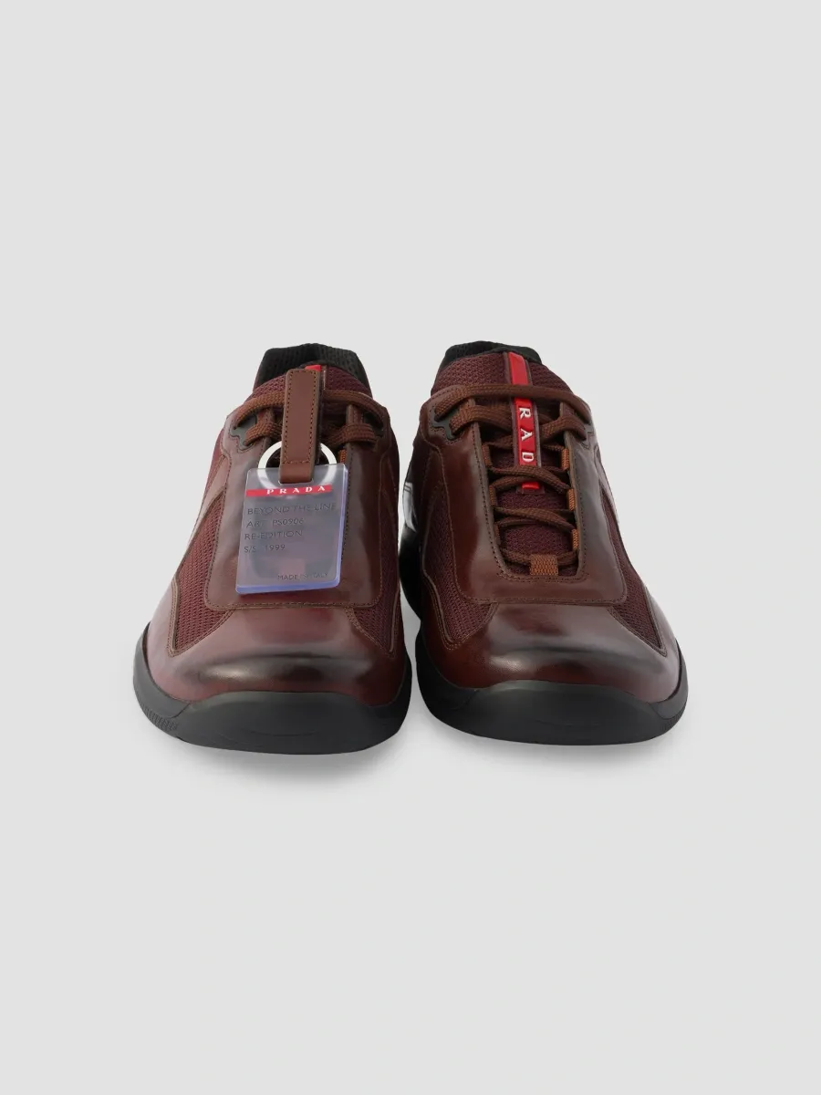 Prada Men's America's Cup Original Sneakers in Brushed Leather - Light Brown | Thumbnail 3 Prada Men's America's Cup Original Sneakers in Brushed Leather - Light Brown | Thumbnail 3
