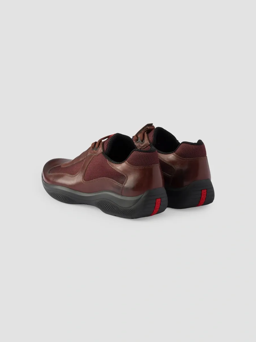 Prada Men's America's Cup Original Sneakers in Brushed Leather - Light Brown | Thumbnail 4 Prada Men's America's Cup Original Sneakers in Brushed Leather - Light Brown | Thumbnail 4