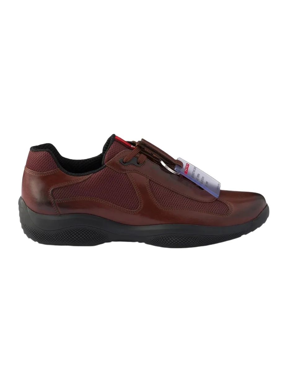 Prada Men's America's Cup Original Sneakers in Brushed Leather - Light Brown