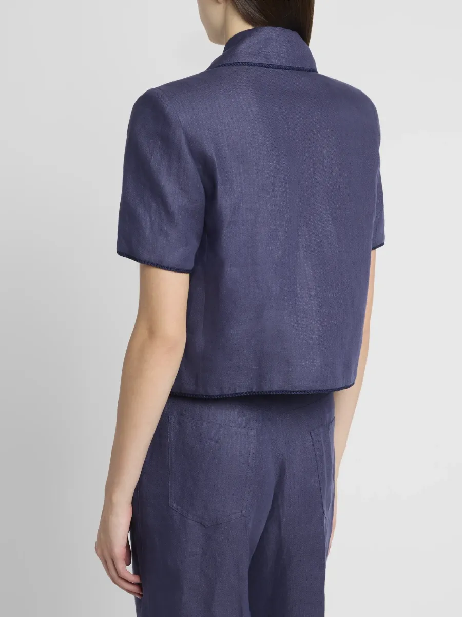 Etro Women's Piped Linen Short-Sleeve Jacket | Thumbnail 3 Etro Women's Piped Linen Short-Sleeve Jacket | Thumbnail 3