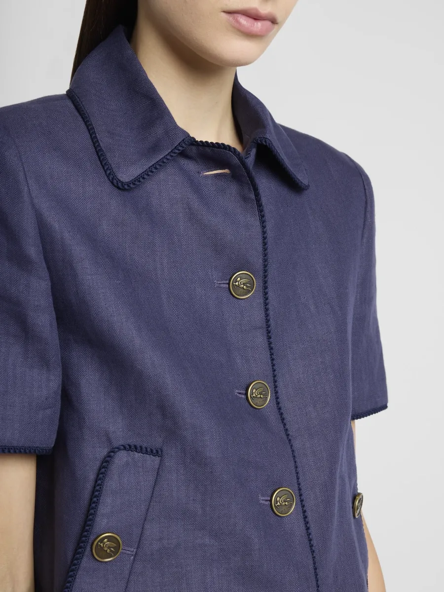 Etro Women's Piped Linen Short-Sleeve Jacket | Thumbnail 5 Etro Women's Piped Linen Short-Sleeve Jacket | Thumbnail 5