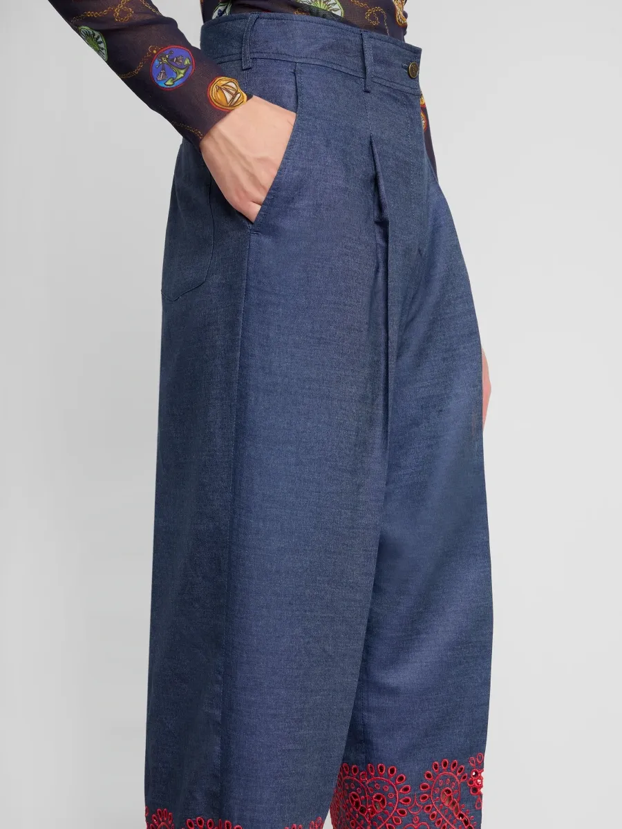 Etro Women's Embroidered Cotton-Blend Trousers | Thumbnail 5 Etro Women's Embroidered Cotton-Blend Trousers | Thumbnail 5