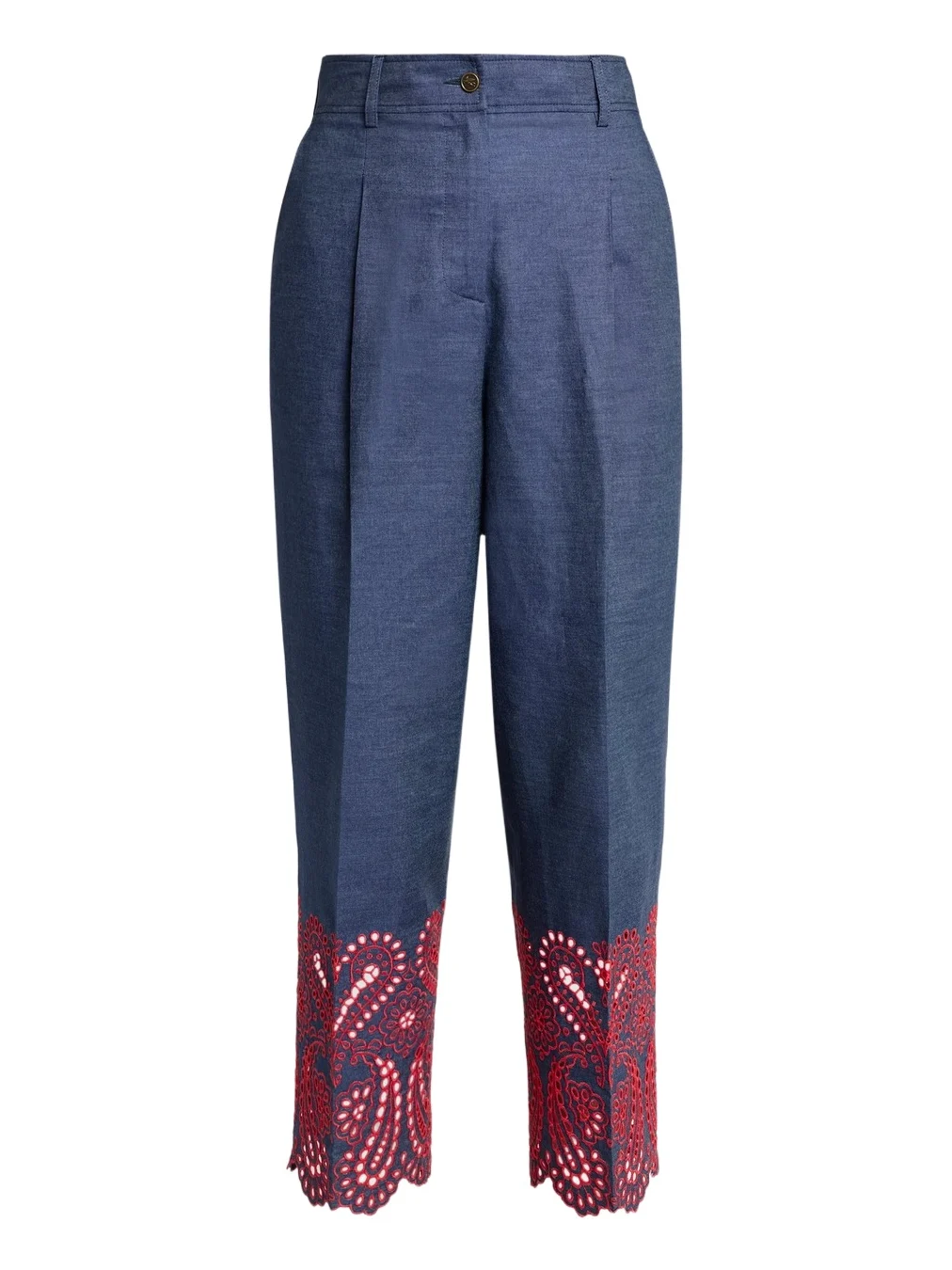 Women's Embroidered Cotton-Blend Trousers