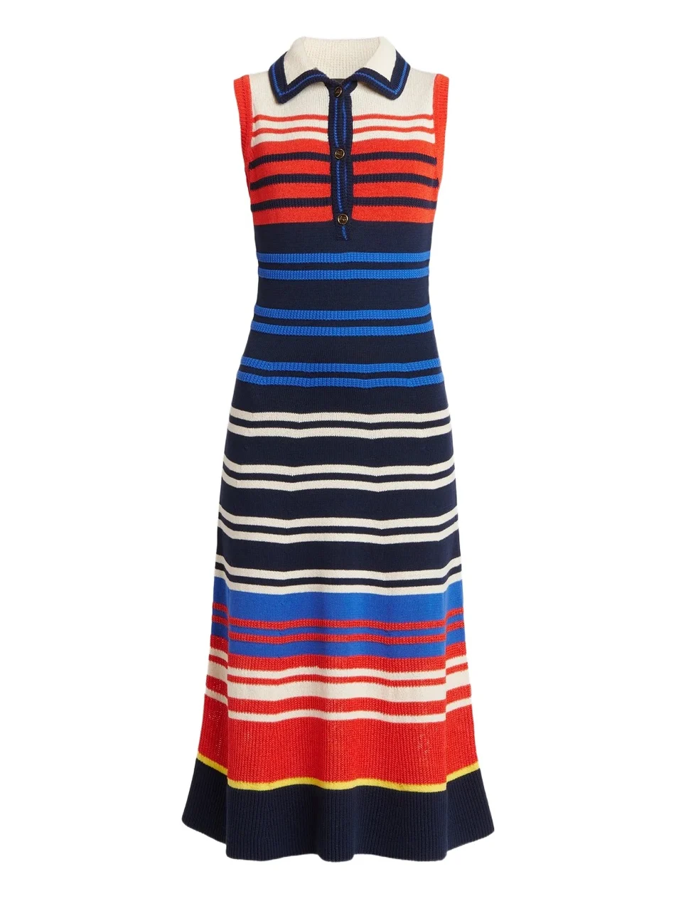 Women's Striped Knit Cotton-Blend Midi Dress