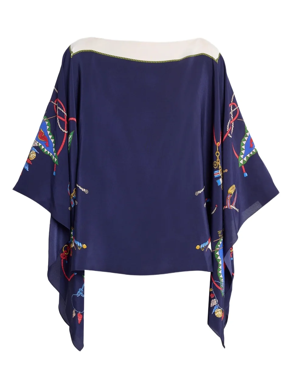 Women's Status Printed Silk Cape Blouse