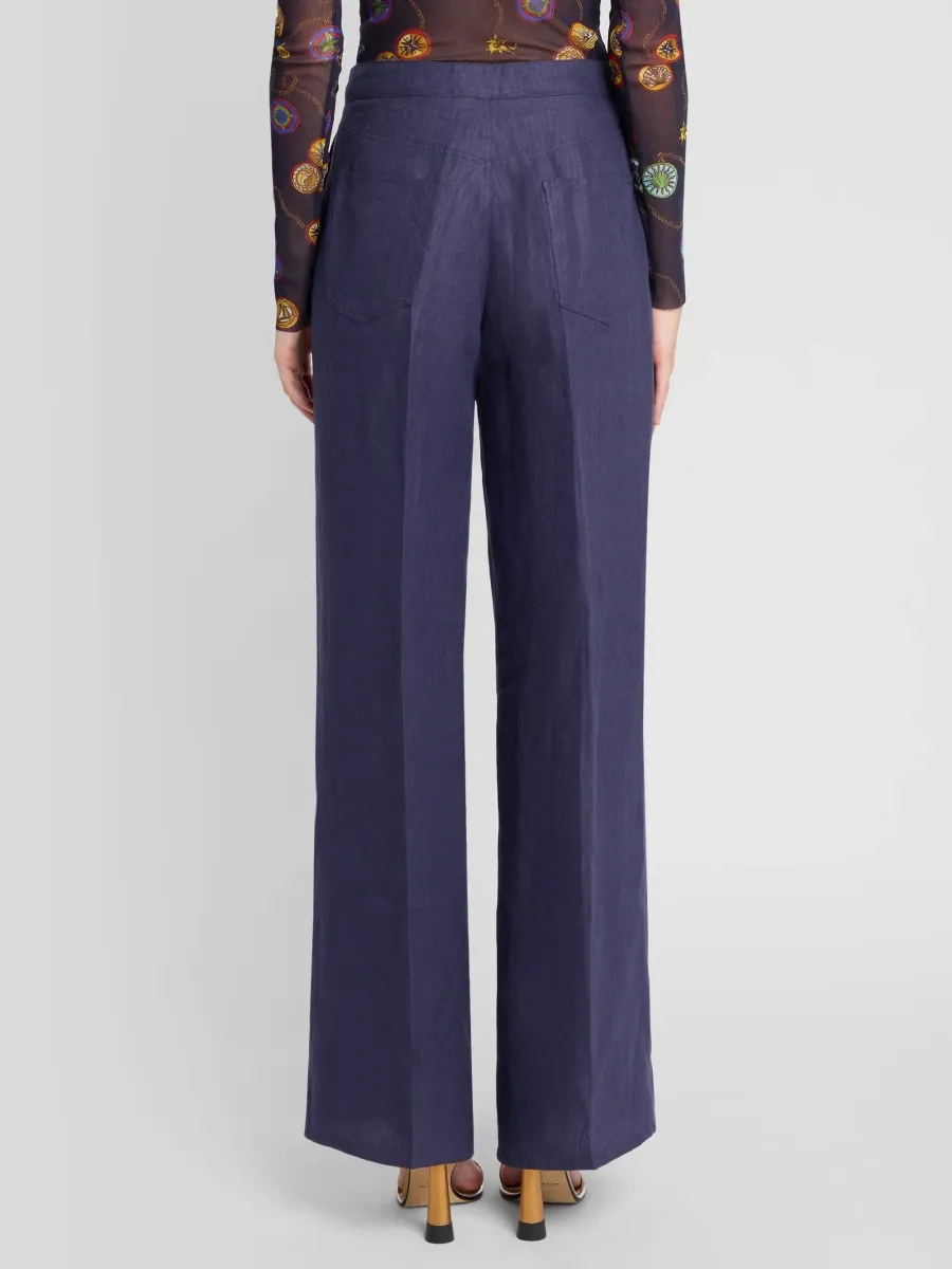 Etro Women's Linen Double-Breasted Trousers | Thumbnail 3