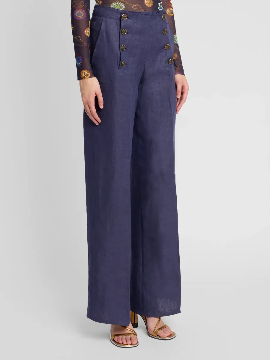 Etro Women's Linen Double-Breasted Trousers | Thumbnail 4