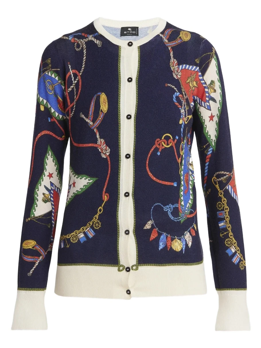 Women's Status Printed Silk-Cashmere Cardigan