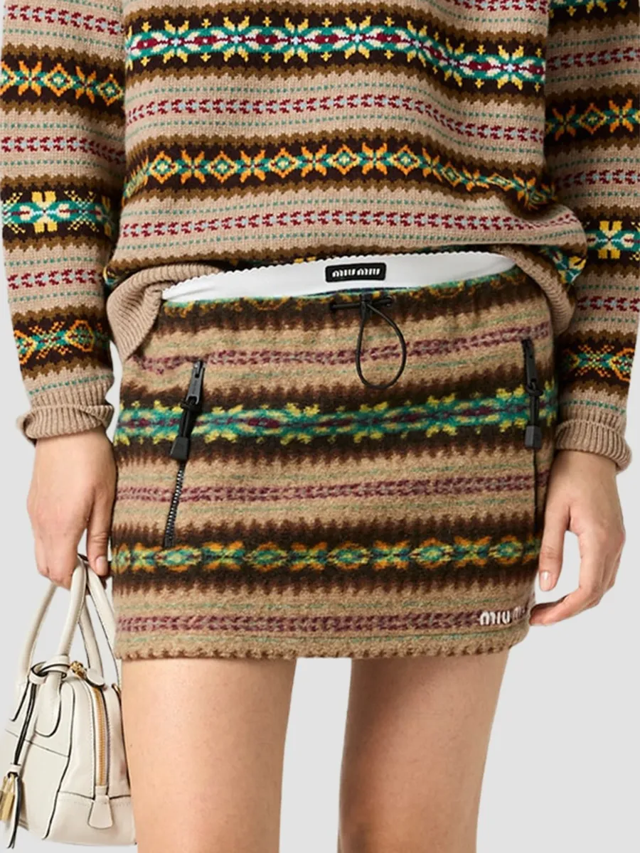 Miu Miu Women's Fleece Mini Skirt | Thumbnail 3
