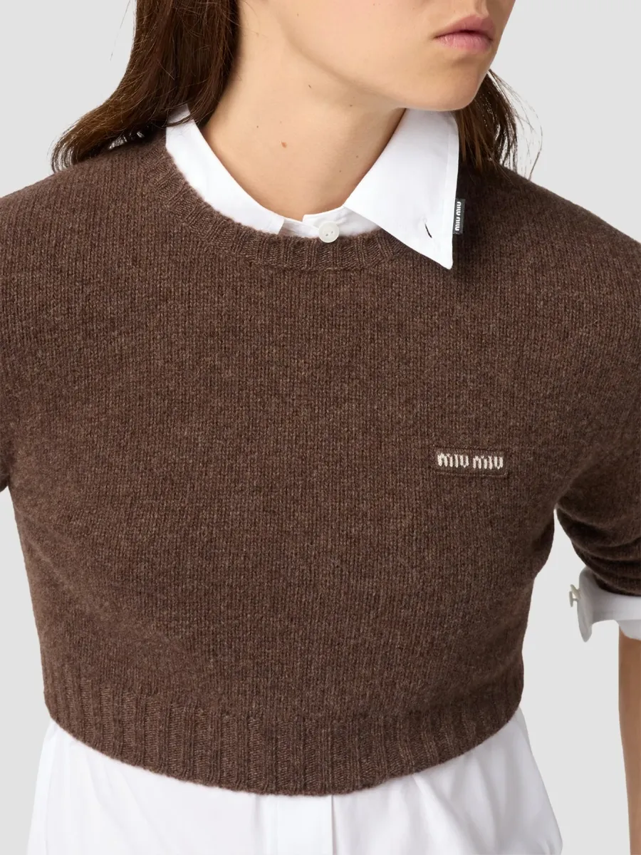 Miu Miu Women's Wool and Cashmere Sweater - Brown | Thumbnail 6
