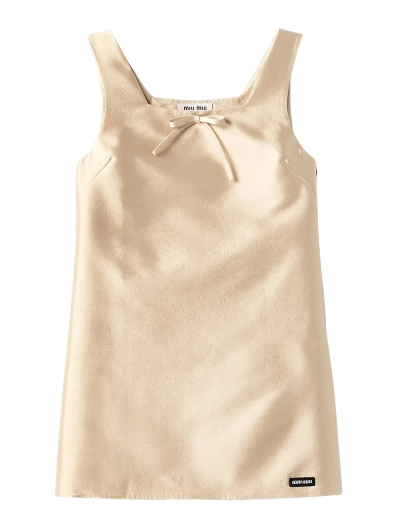 Women's Silk and Wool Dress - Beige Khaki Women's Silk and Wool Dress - Beige Khaki