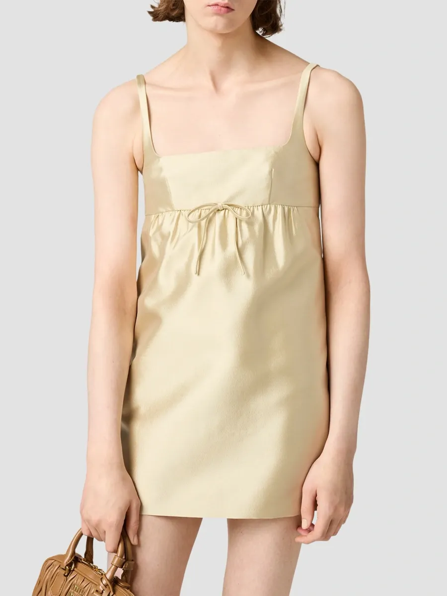 Miu Miu Women's Embroidered Silk and Wool Dress - Beige | Thumbnail 3
