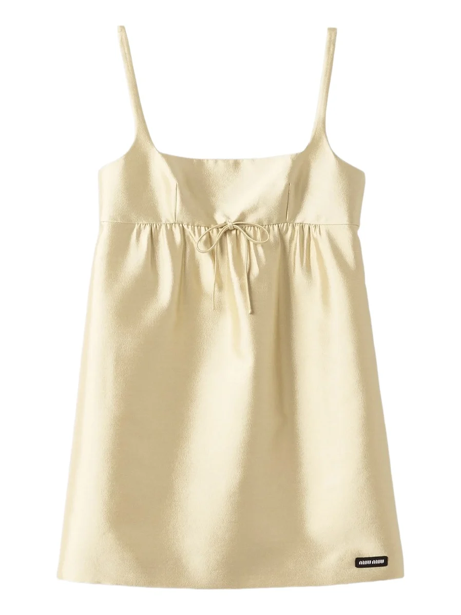 Women's Embroidered Silk and Wool Dress - Beige