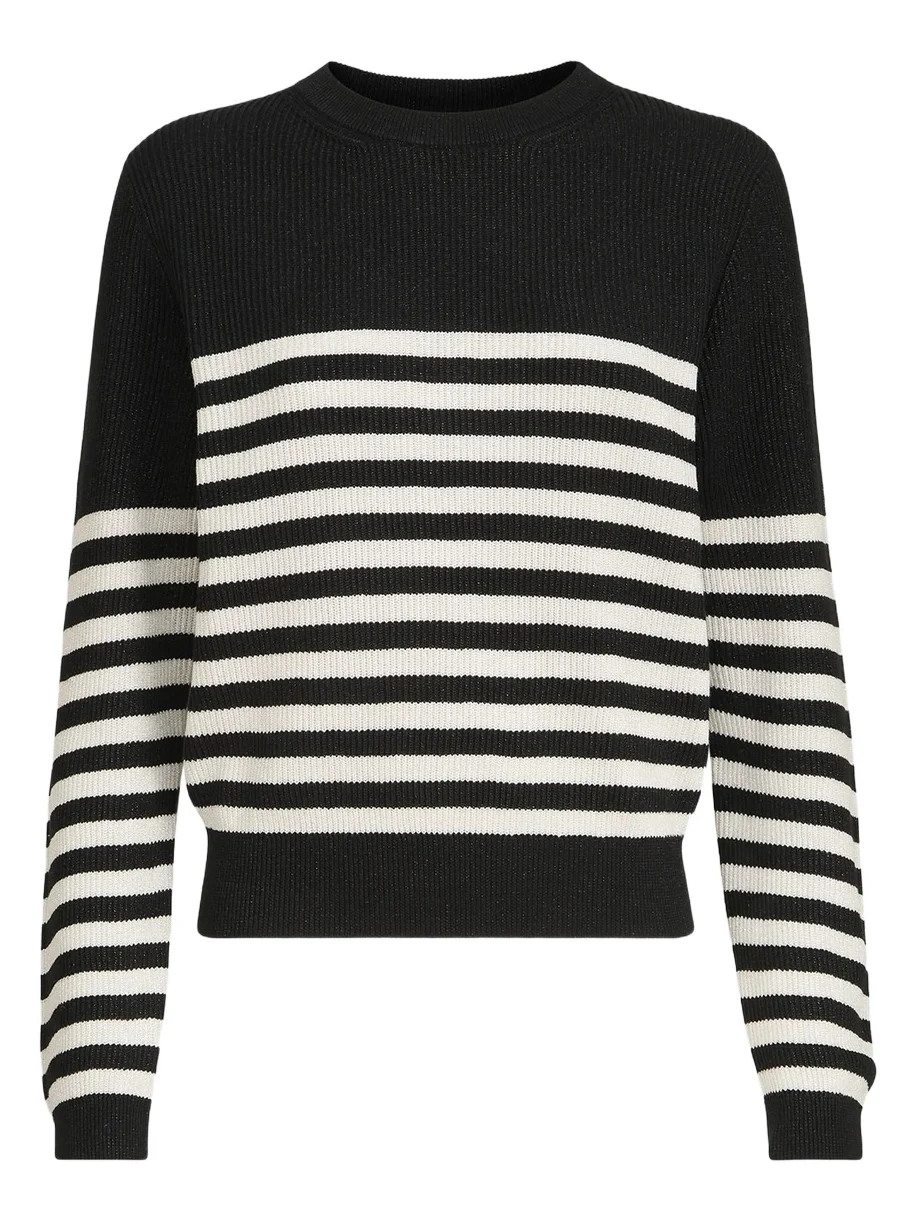 Women's Sparkling Cotton Striped English Rib Sweater Women's Sparkling Cotton Striped English Rib Sweater