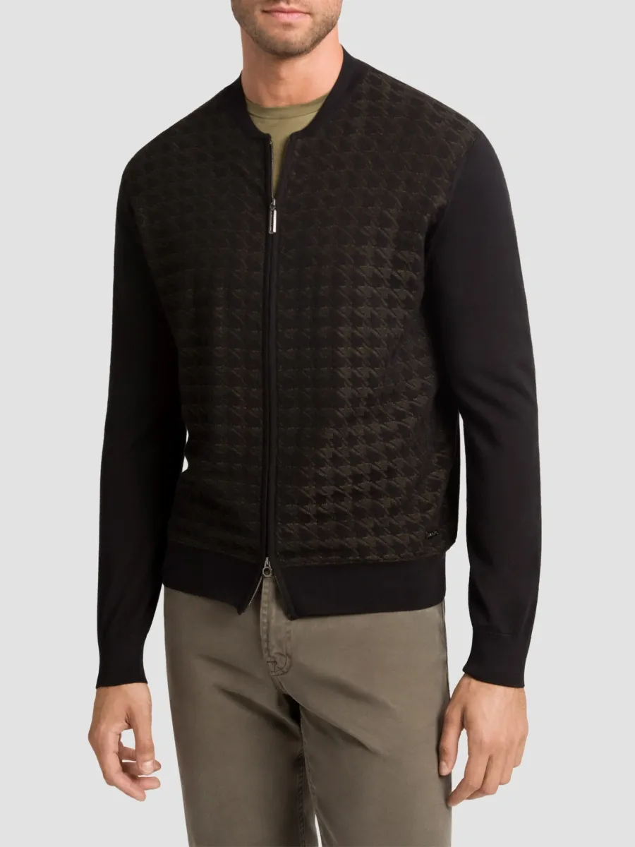 Stefano Ricci Men's Wool and Silk Blend Knit Zip Cardigan | Thumbnail 2