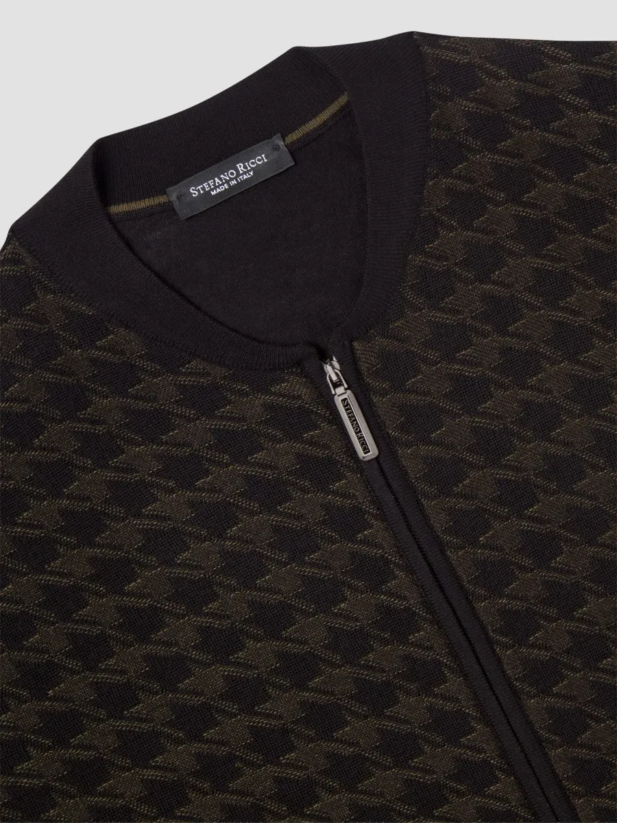 Stefano Ricci Men's Wool and Silk Blend Knit Zip Cardigan | Thumbnail 7