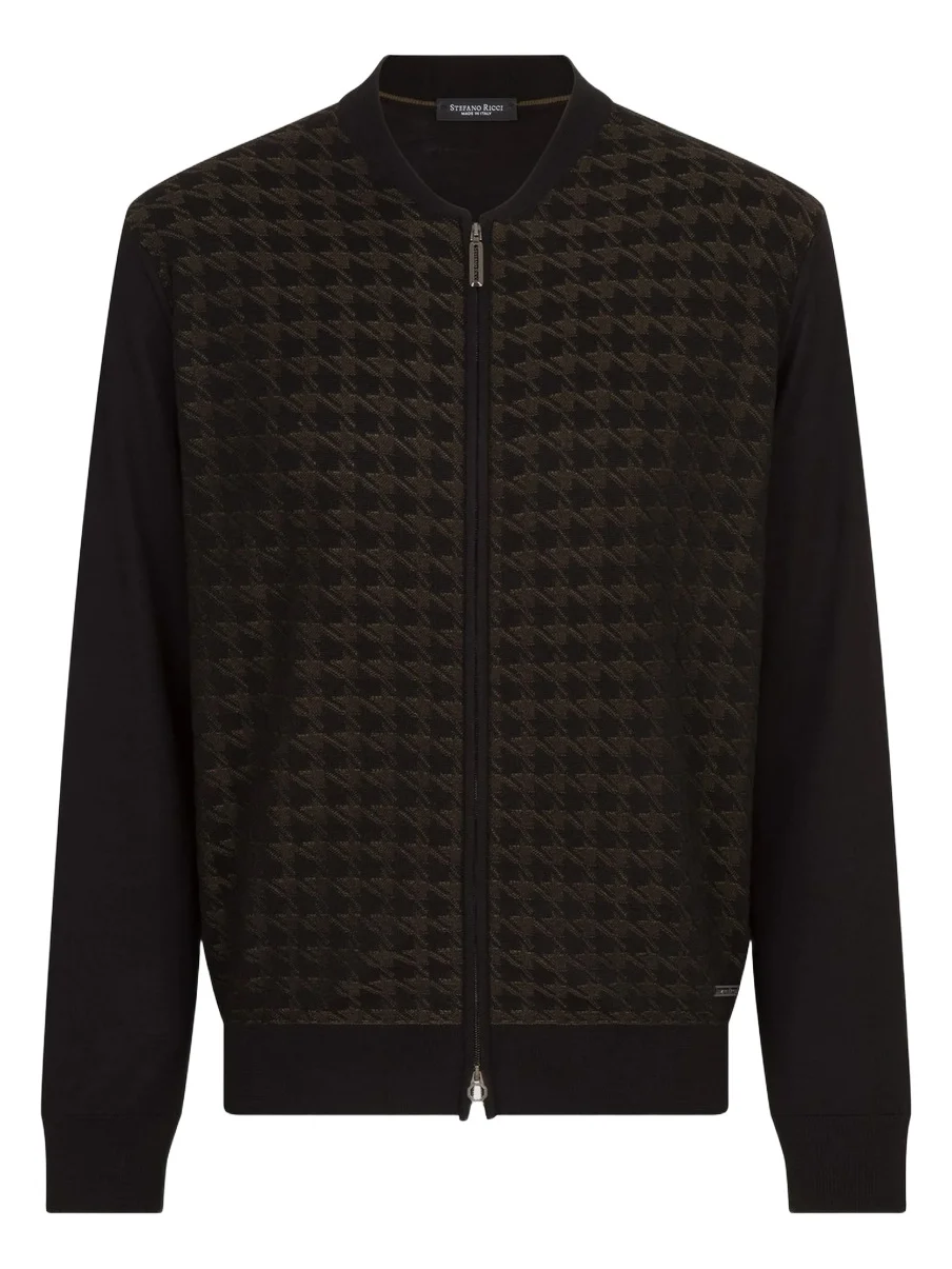 Stefano Ricci Men's Wool and Silk Blend Knit Zip Cardigan