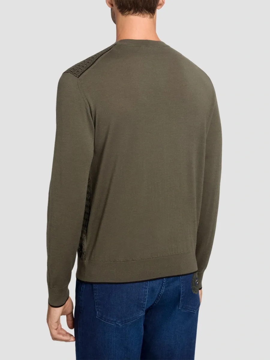 Stefano Ricci Men's Wool and Silk Blend Knit Crewneck Sweater | Thumbnail 3 Stefano Ricci Men's Wool and Silk Blend Knit Crewneck Sweater | Thumbnail 3