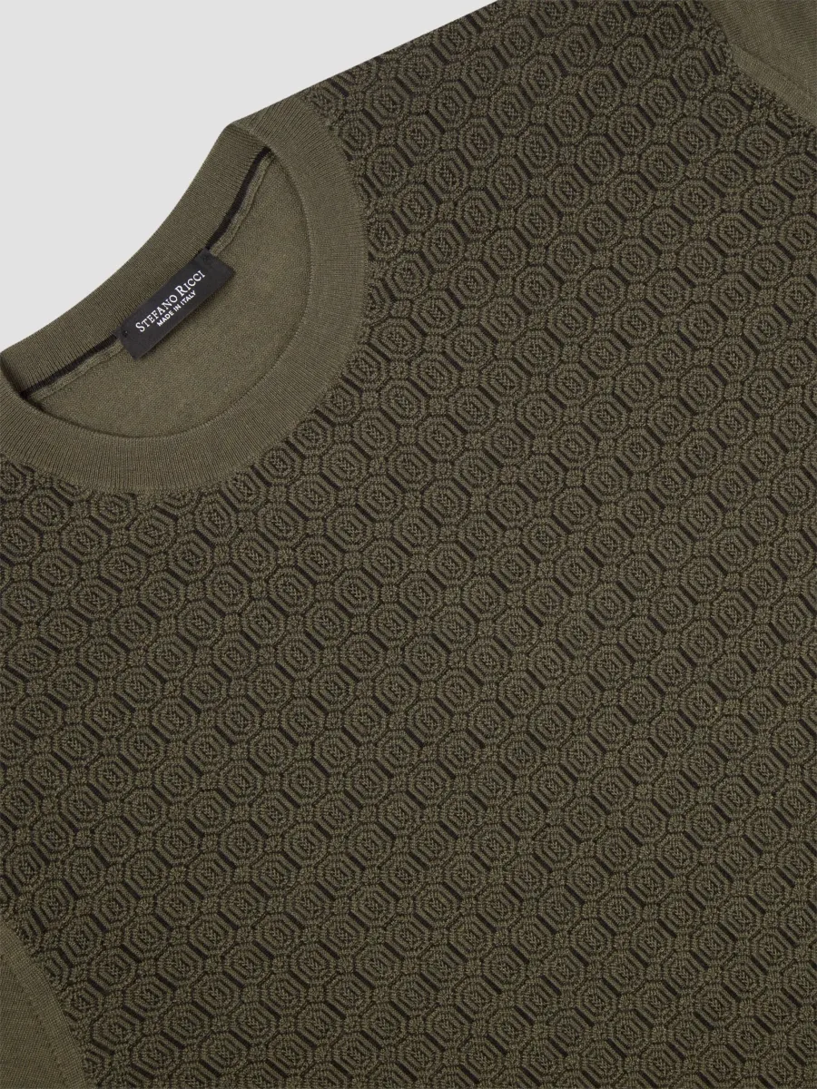 Stefano Ricci Men's Wool and Silk Blend Knit Crewneck Sweater | Thumbnail 7 Stefano Ricci Men's Wool and Silk Blend Knit Crewneck Sweater | Thumbnail 7