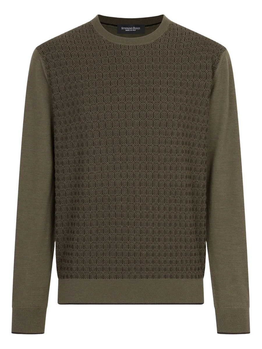 Stefano Ricci Men's Wool and Silk Blend Knit Crewneck Sweater