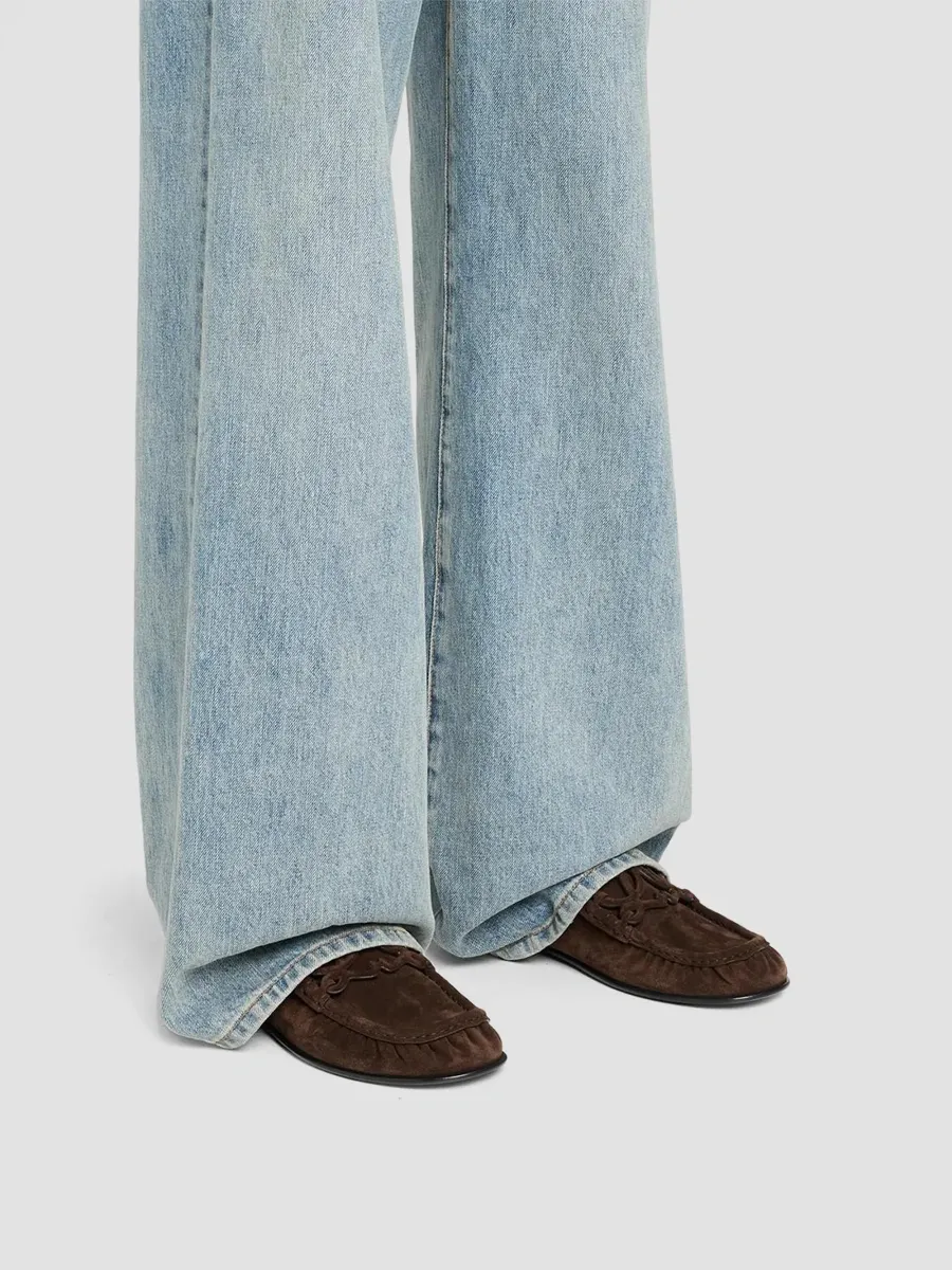 Loewe Women's Oval Suede Double L Loafers | Thumbnail 2 Loewe Women's Oval Suede Double L Loafers | Thumbnail 2