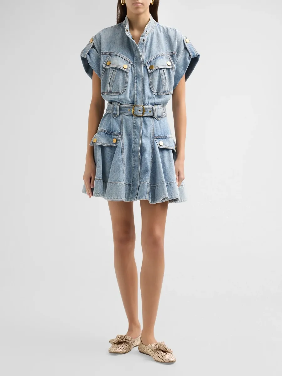 Zimmermann Women's Denim Utility Mini Dress | Thumbnail 2