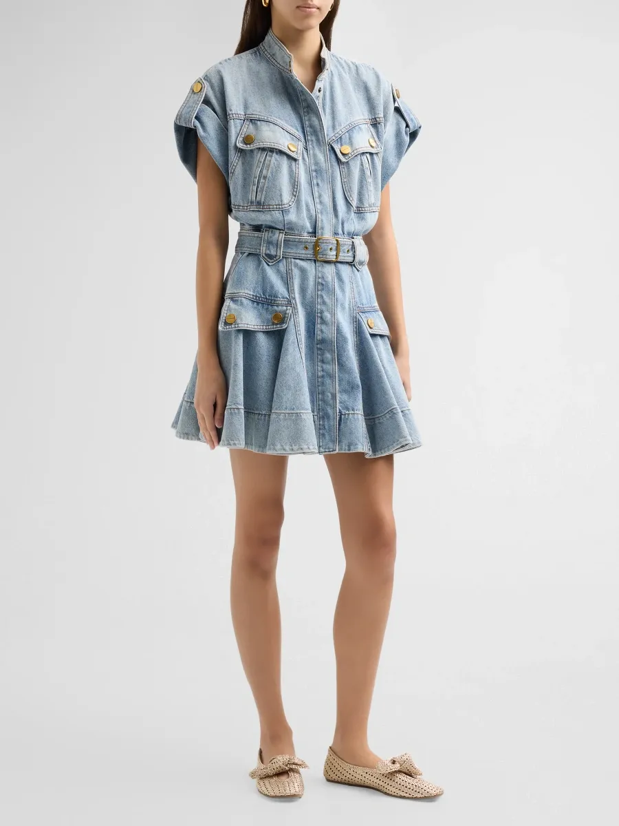 Zimmermann Women's Denim Utility Mini Dress | Thumbnail 4