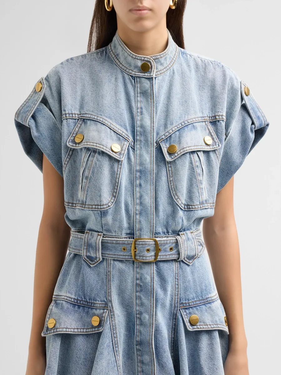 Zimmermann Women's Denim Utility Mini Dress | Thumbnail 5