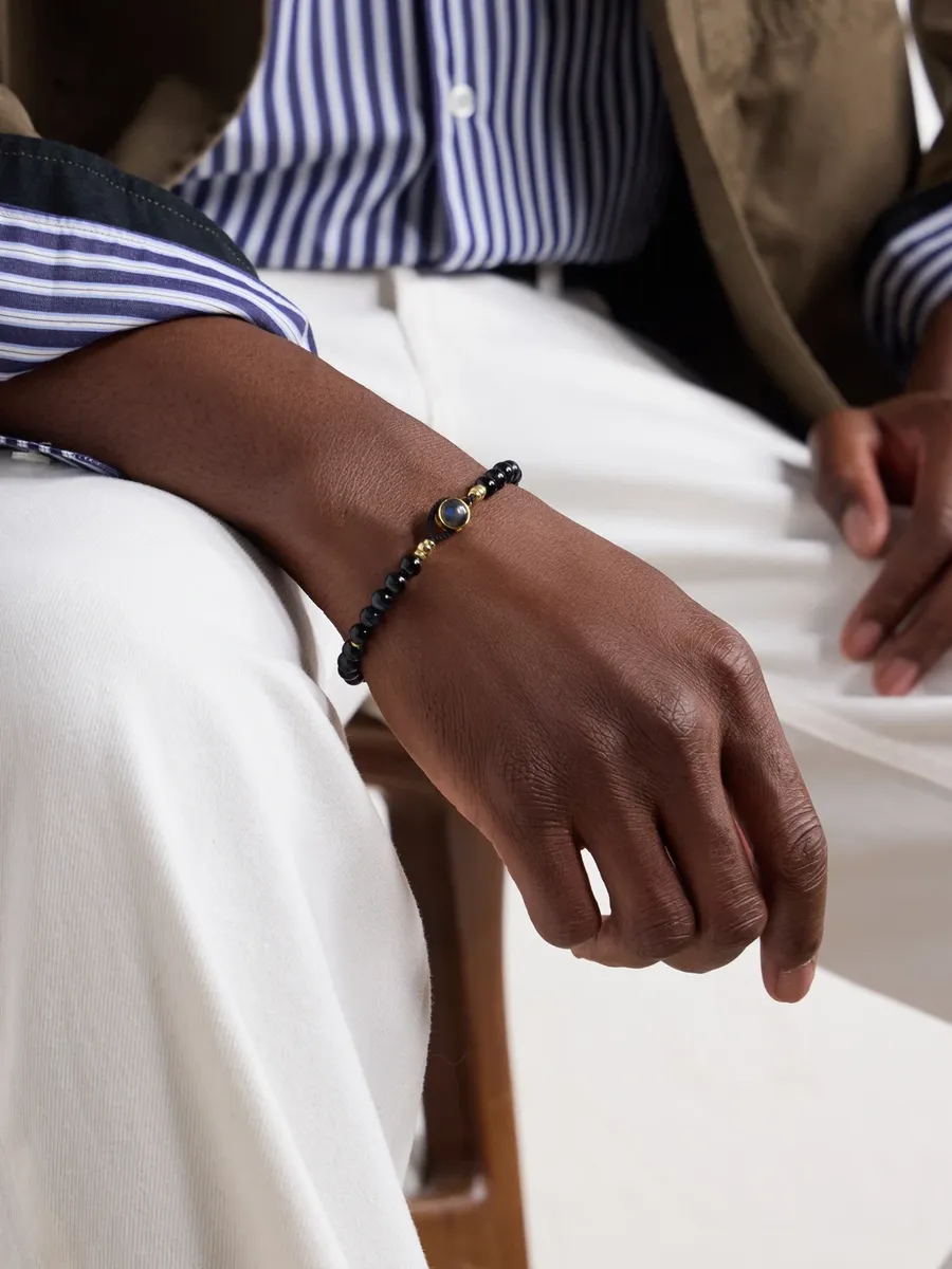 Mikia Circle 8 Gold-Plated Sterling Silver, Tiger's eye and Blue Labradorite Beaded Bracelet - Men | Thumbnail 2 Mikia Circle 8 Gold-Plated Sterling Silver, Tiger's eye and Blue Labradorite Beaded Bracelet - Men | Thumbnail 2