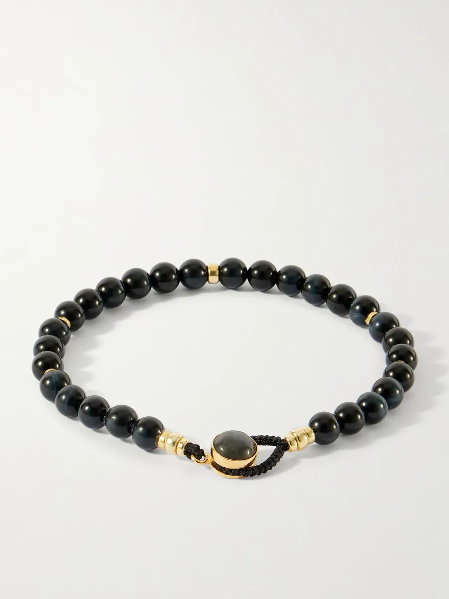Mikia Circle 8 Gold-Plated Sterling Silver, Tiger's eye and Blue Labradorite Beaded Bracelet - Men | Thumbnail 3 Mikia Circle 8 Gold-Plated Sterling Silver, Tiger's eye and Blue Labradorite Beaded Bracelet - Men | Thumbnail 3